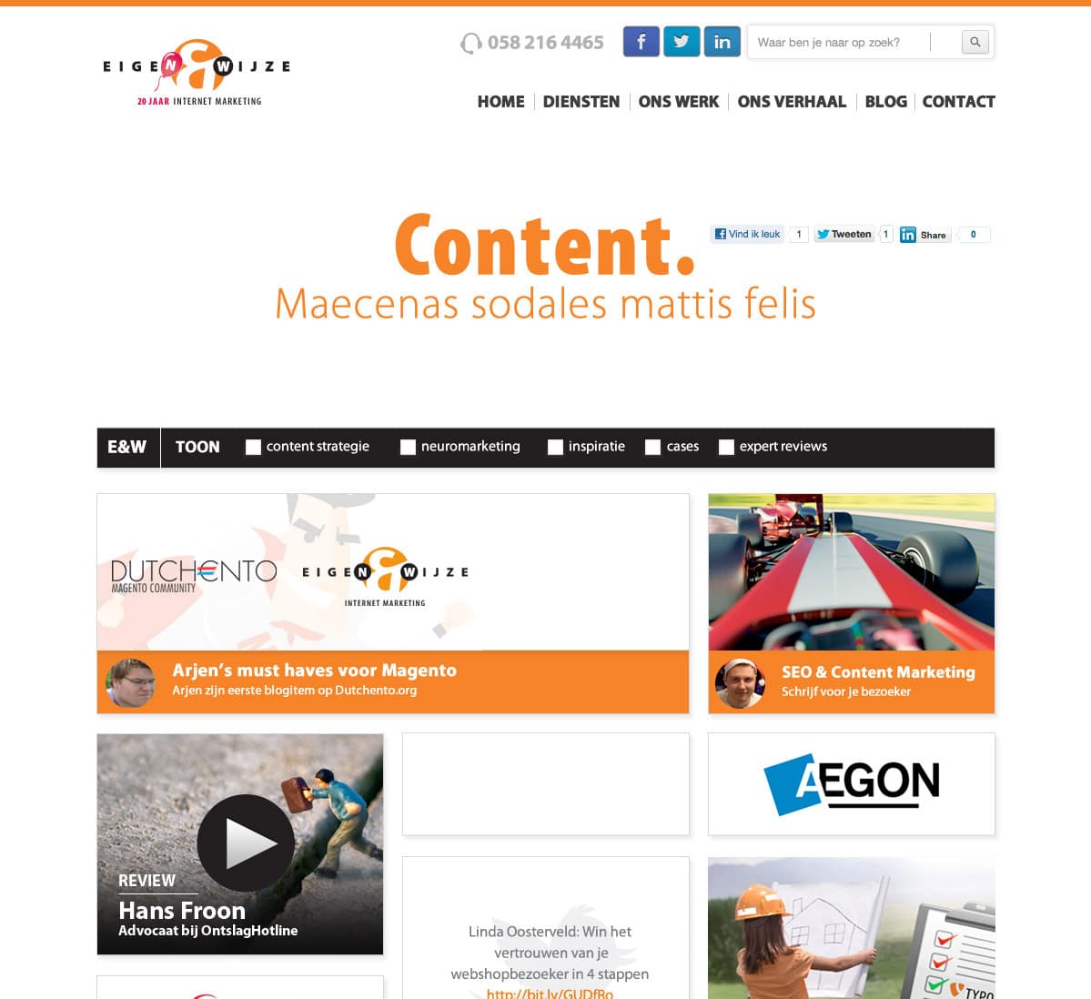 Social wall, data en gedrag van online kanalen